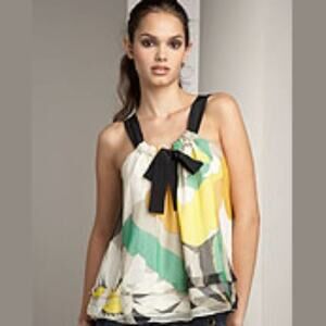 Tibi Thebes Silk Camisole with Bow Blouse Cami Tank Top